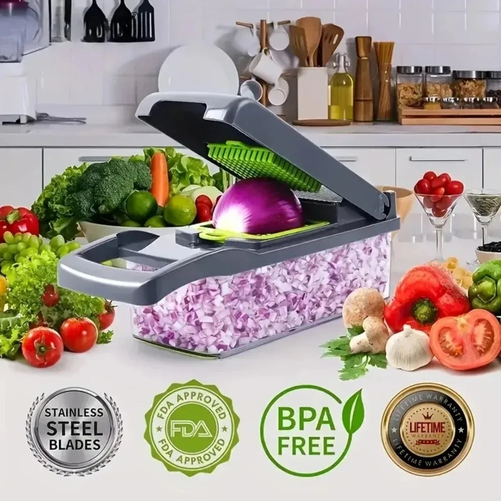 10 In 1 - Multi-Functional Vegetable - Fruit & Salad Cutter, Chopper & Slicer