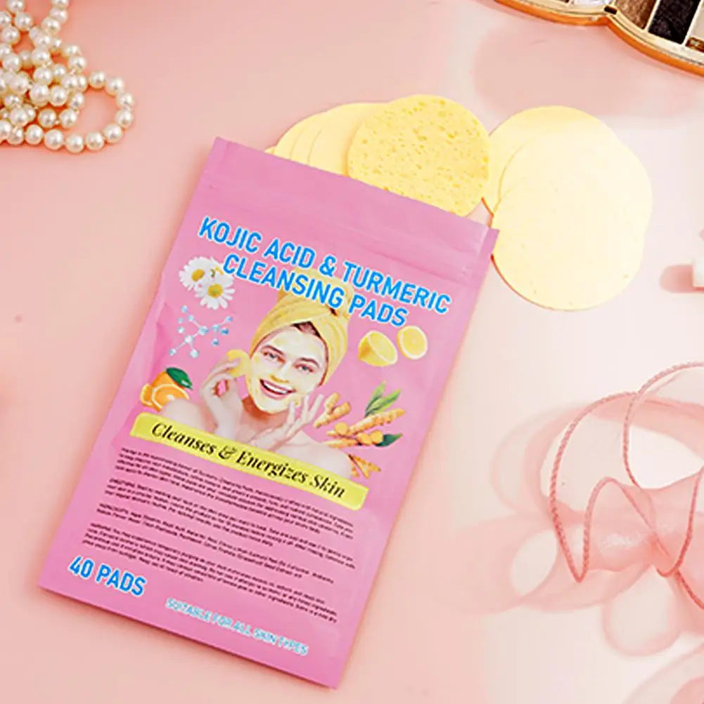 Turmeric & Acid Brightening Cleaning Pads | Exfoliating Face & Body Skincare | Radiance Boosting Turmeric + Kojic / Natural Acid Pads
