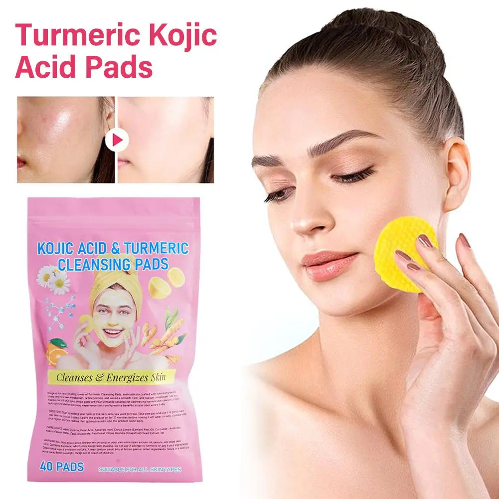 Turmeric & Acid Brightening Cleaning Pads | Exfoliating Face & Body Skincare | Radiance Boosting Turmeric + Kojic / Natural Acid Pads