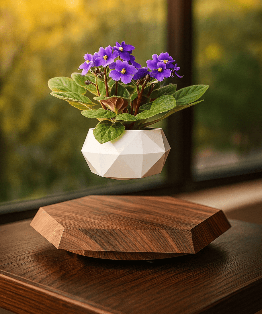Levitating - Floating Flower Pot with Wood Base ©