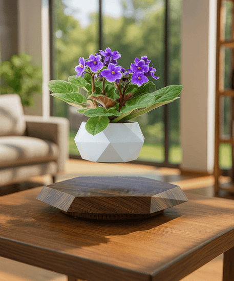 Levitating - Floating Flower Pot with Wood Base ©