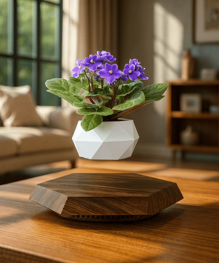 Levitating - Floating Flower Pot with Wood Base ©