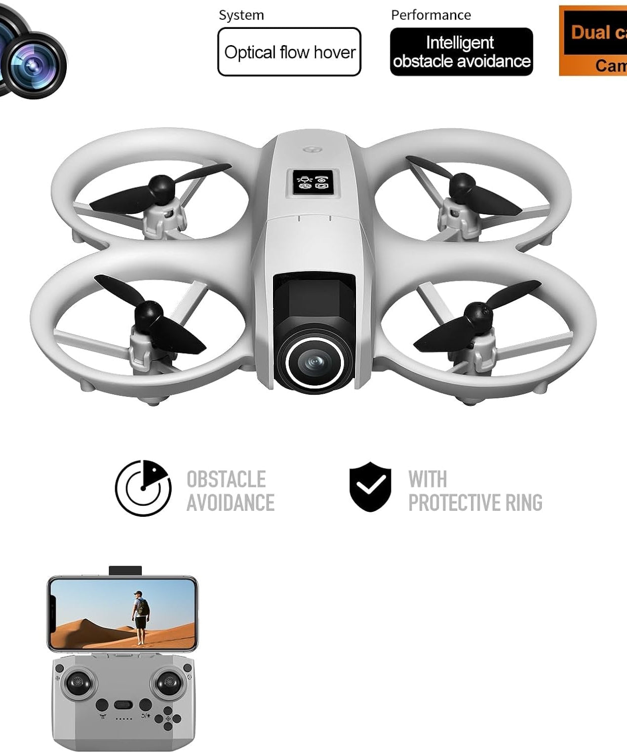Optical Flow Dual‑Camera Drone ©